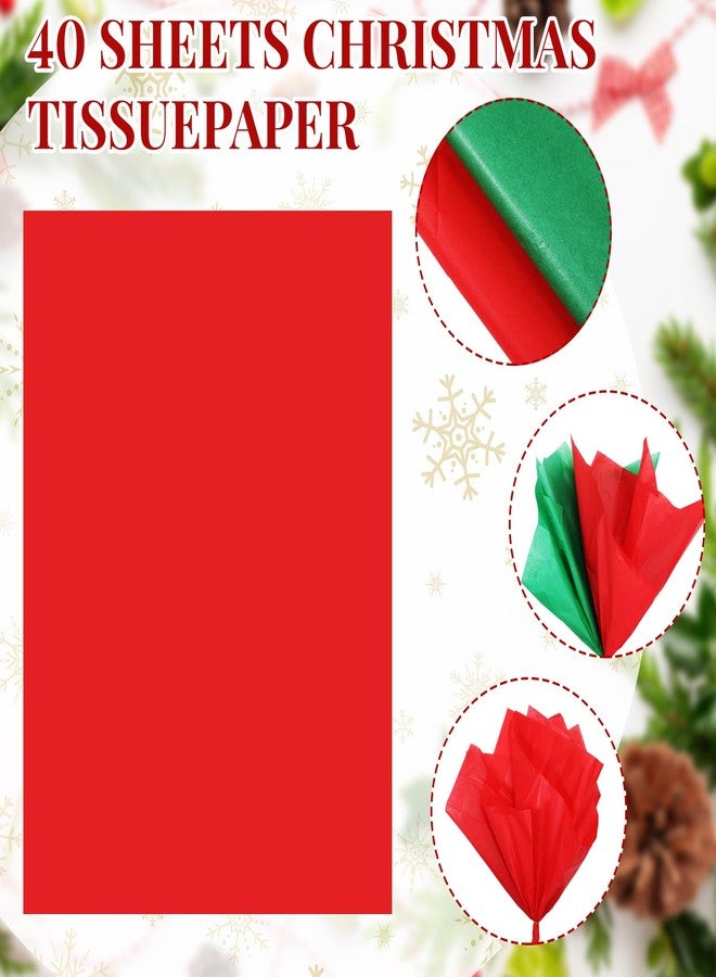 Cholemy 40 Pack Christmas Gift Bags with Tissue Paper Bulk Reusable Xmas Tote with Handles Kraft Goody Treat Bags for Xmas Wrapping Candy Goodie Party, 8 Styles(Small, Medium, Large) - Image 3